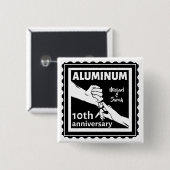 ALUMINIUM traditionele 10e trouwdag cadeau Vierkante Button 5,1 Cm (Voorkant /achterkant)