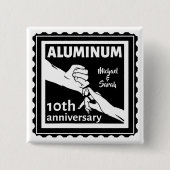 ALUMINIUM traditionele 10e trouwdag cadeau Vierkante Button 5,1 Cm (Voorkant)