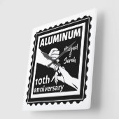 ALUMINIUM traditionele 10e trouwdag cadeau Vierkante Klok (Hoek)