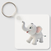 Aluminium vierkant witte olifant voor baby's  sleutelhanger (Voorkant)