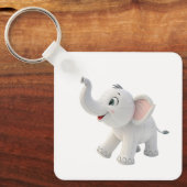 Aluminium vierkant witte olifant voor baby's  sleutelhanger (Voorkant)