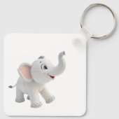 Aluminium vierkant witte olifant voor baby's  sleutelhanger (Achterkant)