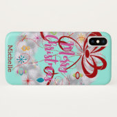 Aluminium Wreath Retro Kerstmis Case-Mate iPhone Case (Achterkant (horizontaal))