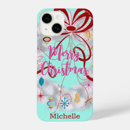 Aluminium Wreath Retro Kerstmis iPhone 14 Hoesje
