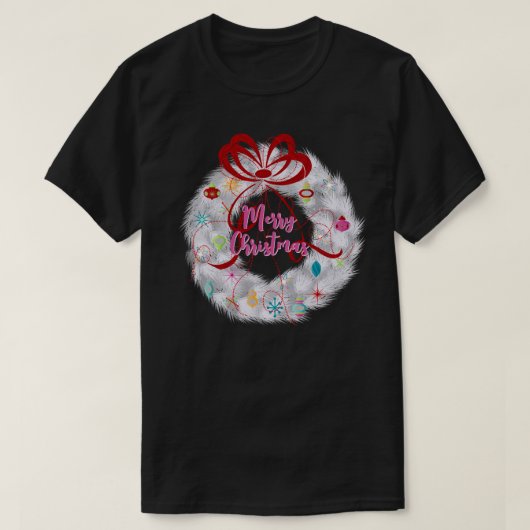Aluminium Wreath Retro Kerstmis T-shirt (Design voorkant)