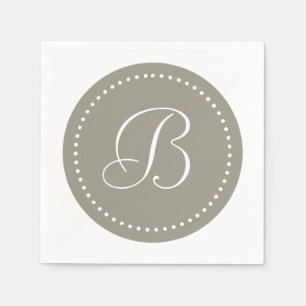 Aluminium Zilver Grijs/Wit Stip Monogram Servetten