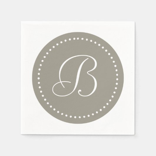 Aluminium Zilver Grijs/Wit Stip Monogram Servetten (Voorkant)