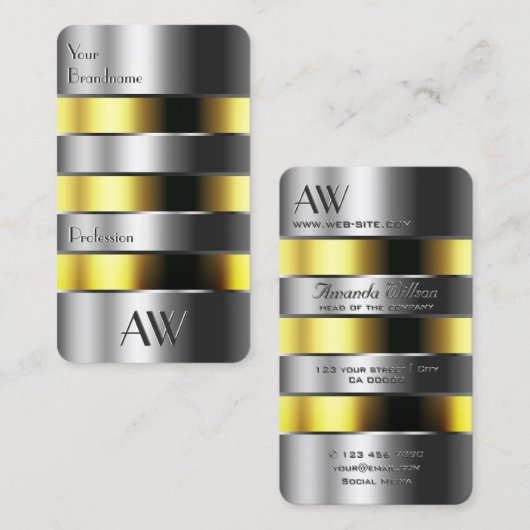 Aluminium zilver kan gele vloeistoffen in 3D lette Visitekaartje (Voorkant / Achterkant)