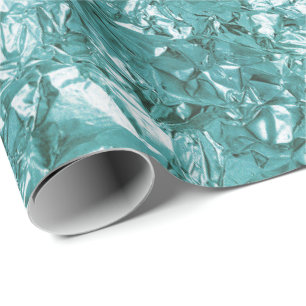 Aluminiumfolie Blauwgroen Aquatisch Groen gekreuke Cadeaupapier