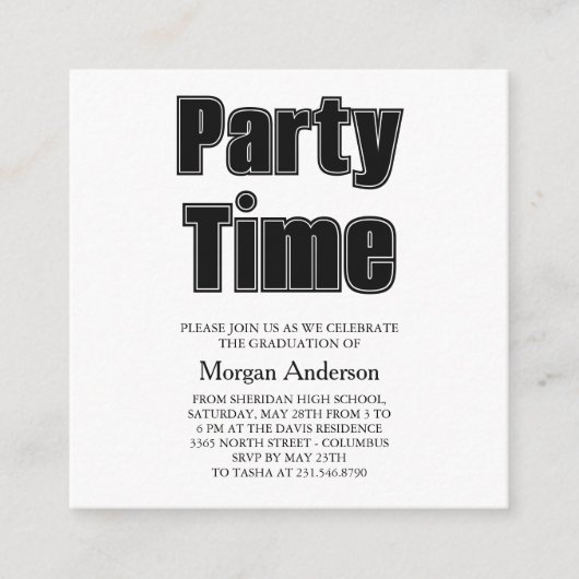 Alumni Lettertype Zwart Wit Afstudeerfeest Kaart (Voorkant)