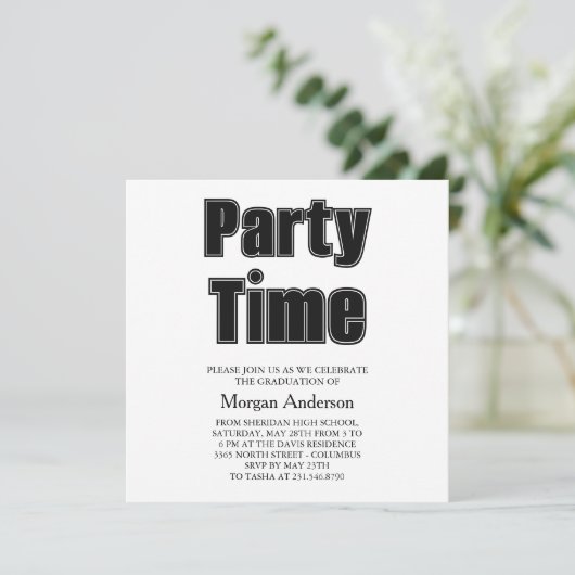 Alumni Lettertype Zwart Wit Afstudeerfeest Kaart (Staand voorkant)