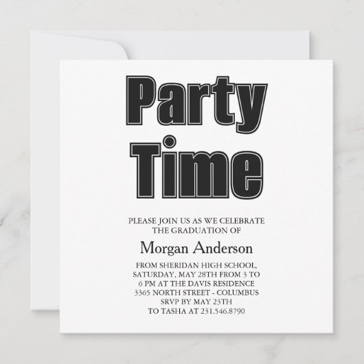 Alumni Lettertype Zwart Wit Afstudeerfeest Kaart (Voorkant)