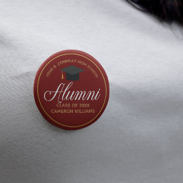 Alumni Maroon Gold High School Custom Name Label Ronde Button 5,7 Cm
