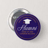 Alumni Paars Gold High School Custom Name Label Ronde Button 5,7 Cm (Voorkant /achterkant)