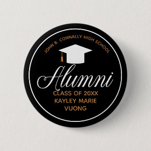 Alumni Zwart Goud High School Reunion Naam Tag Ronde Button 5,7 Cm