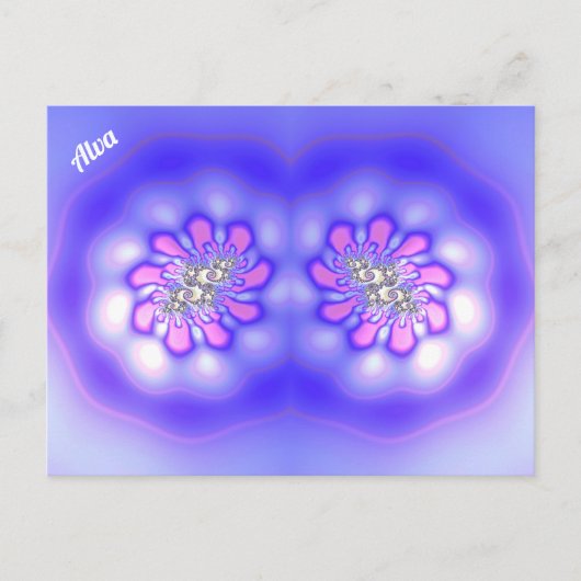 ALVA ~ 3D Fractal Design ~ Roze Blue Mauve ~ Briefkaart (Voorkant)