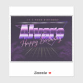 Alvaro Name Vorname lila retro Sticker Geburtstag (Vel)