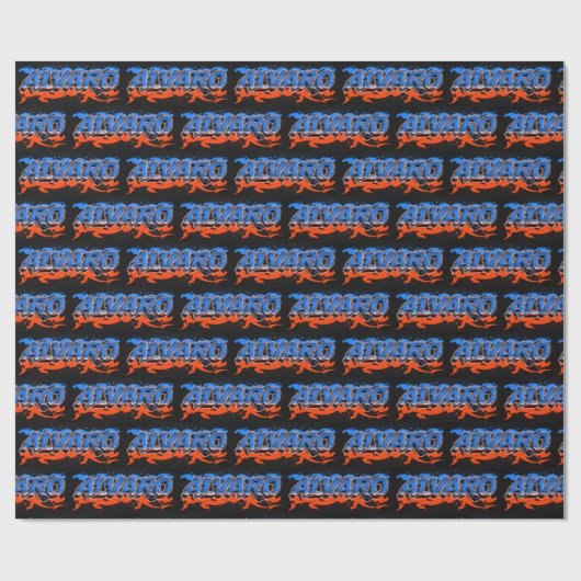 Alvaro Vorname Name Graffiti blue orange Cadeaupapier (Vlak)