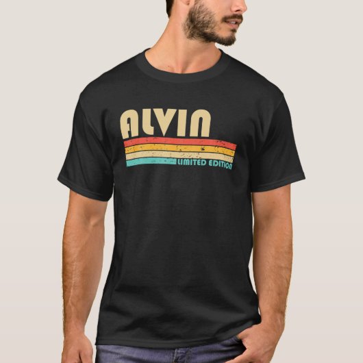 ALVIN Naam Gepersonaliseerde Grappige Retro  Geboo T-shirt (Voorkant)