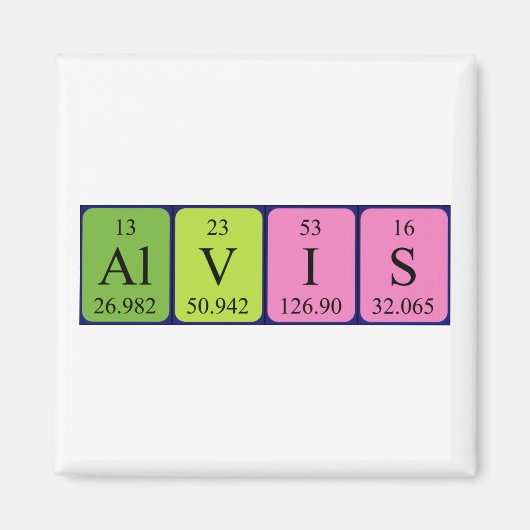 Alvis periodiek table name magnet (Voorkant)