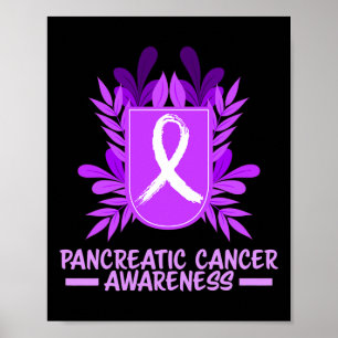 Alvleesklier Kanker Awareness Maand Paarse Lint FL Poster