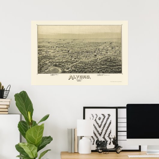 Alvord, TX Panorama - 1890 Poster (Thuiskantoor)