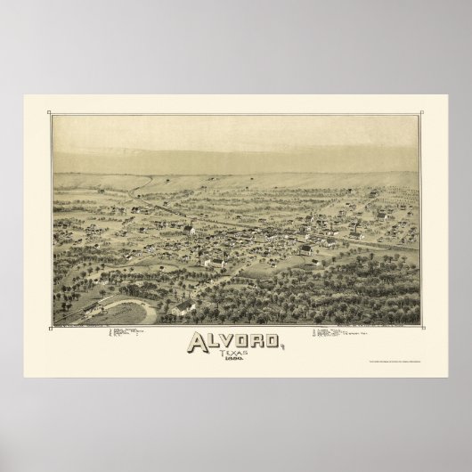 Alvord, TX Panorama - 1890 Poster (Voorkant)