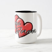 "Always and Forever" Heart Mug Tweekleurige Koffiemok (Voorkant rechts)