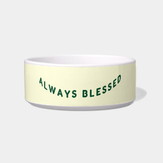"Always Blessed" Green on Cream Pet Bowl Voerbakje