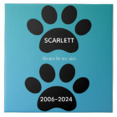 Always By My Side Teal Blue Paw Print Tribute Tegeltje (Voorkant)
