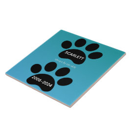 Always By My Side Teal Blue Paw Print Tribute Tegeltje