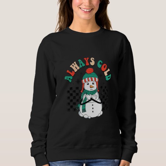 Always Cold Cute Snowman Checkerboard Christmas Trui (Voorkant)