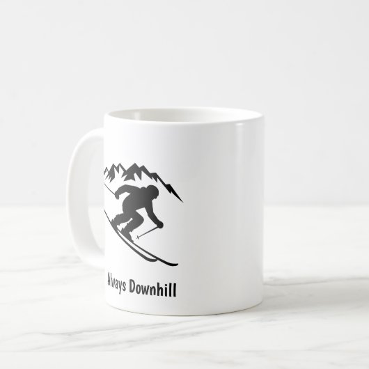 "Always Downhill" Koffiemok (Voorkant links)