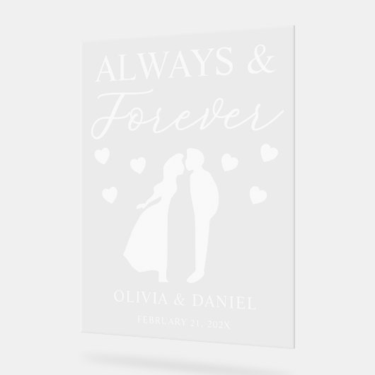 Always & Forever Custom Wedding Acryl Bord (Hoek)