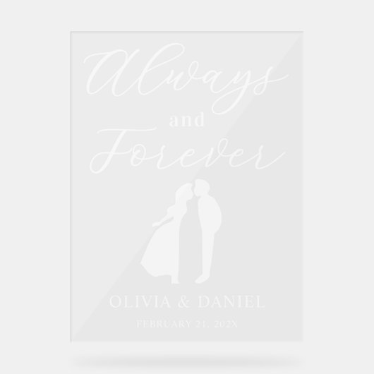 Always & Forever Minimal Elegant Wedding Welcome Acryl Bord (Voorkant)