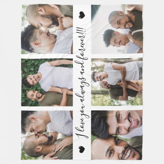 Always & Forever Modern 6 Photo Collage Fleece Deken (Voorkant)