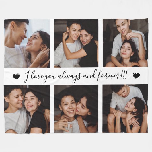 Always & Forever Modern 6 Photo Collage Fleece Deken (Voorkant (Horizontaal))