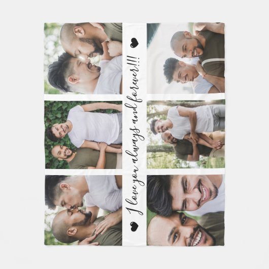 Always & Forever Modern 6 Photo Collage Fleece Deken (Voorkant)