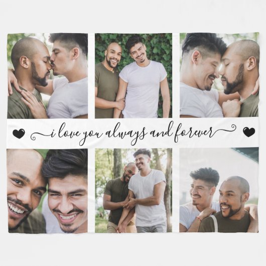 Always & Forever Modern 6 Photo Collage Fleece Deken (Voorkant (Horizontaal))
