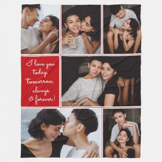 Always & Forever Modern 6 Photo Collage Fleece Deken (Voorkant)