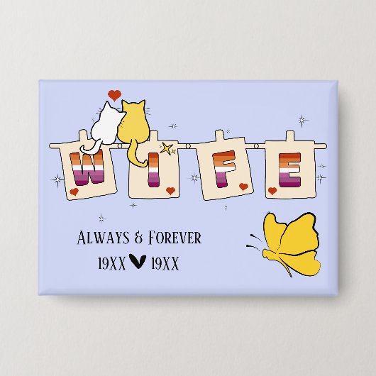 Always & Forever Sunset Lesbische Vlag Echtgenote Button (Voorkant)