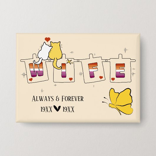 Always & Forever Sunset Lesbische Vlag Echtgenote Button (Voorkant)