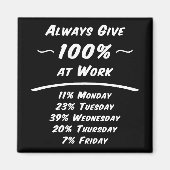 Always Give 100% Work Humor Magnet (Voorkant)