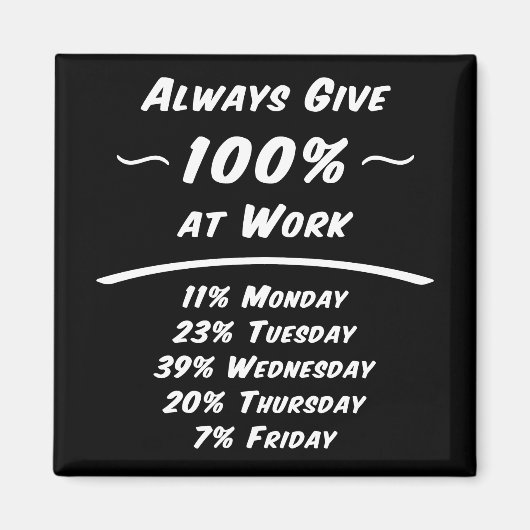 Always Give 100% Work Humor Magnet (Voorkant)