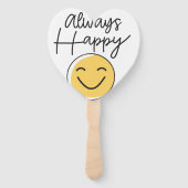 "Always Happy" Smiley Face Hand Fan - Fun Celebrat Handwaaier (Achterkant)