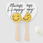 "Always Happy" Smiley Face Hand Fan - Fun Celebrat Handwaaier (Voorkant en achterkant)