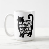 Always Hungry Never Sorry Fat Black Cat Humor Koffiemok (Links)