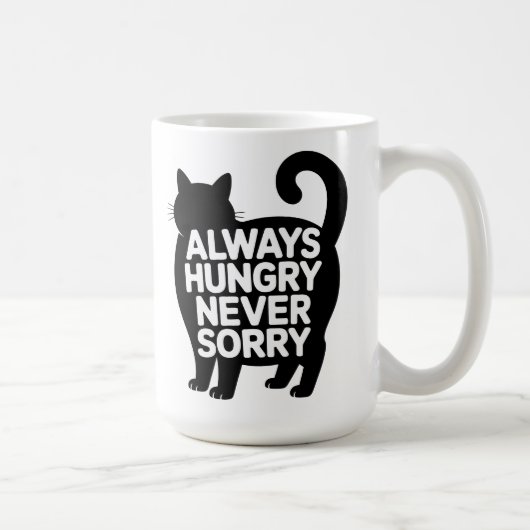 Always Hungry Never Sorry Fat Black Cat Humor Koffiemok (Rechts)
