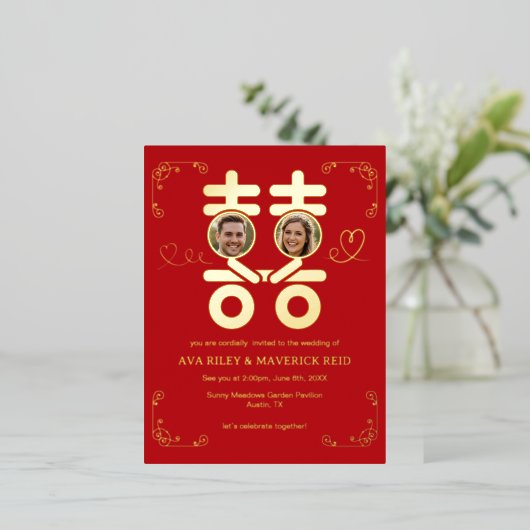 always in love foil invitation postcard folie uitnodiging briefkaart (Staand Voorkant)