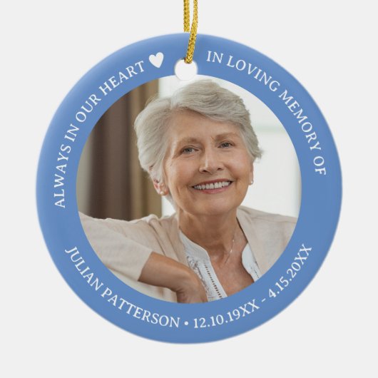 Always in Our Heart Funeral Memorial Photo  Keramisch Ornament (Voorkant)